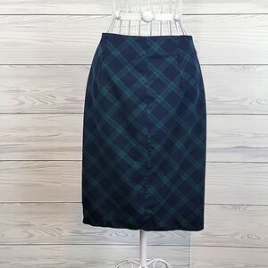 Old Navy plaid knee length midi skirt - blue green Women's Size 6